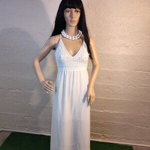 Miss Rox White Adjustable Spaghetti Strap Open Front Maxi Slip Dress Size Medium
